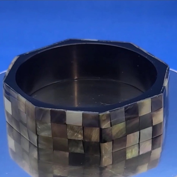 NWT Octagon Black Mother of Pearl Bangle Bracelet - Picture 6 of 12